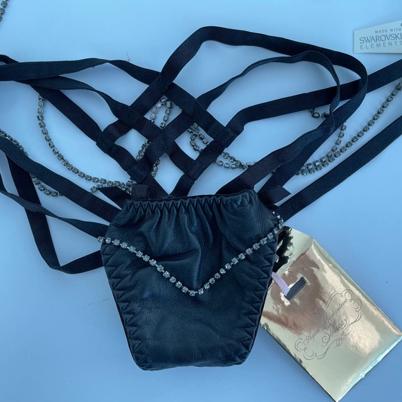 Agent Provocateur Soiree Black Leather Swarovski Cosima Bra Corset Panty Vintage - Picture 9 of 15